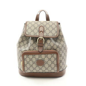 Gucci Interlocking GG Supreme Backpack Leather beige brown